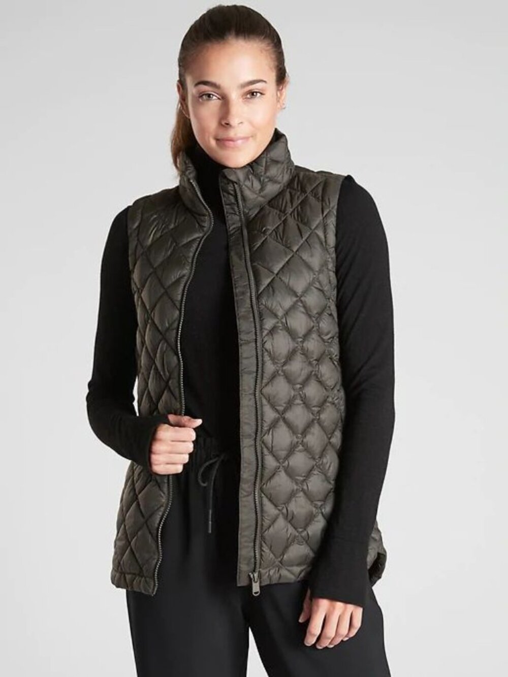 Athleta Whisper Featherless Vest quilted size large peet green